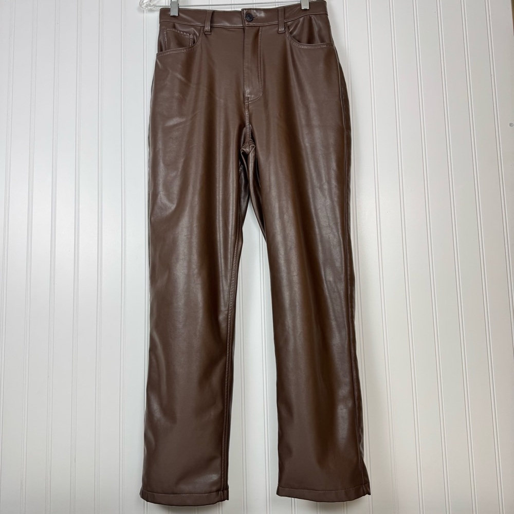 Abercrombie & Fitch Brown Faux Leather Straight Leg Pants